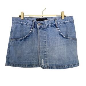 Vintage Juicy Couture Mini Skirt Size Large Blue Denim Grunge Y2K Made in USA